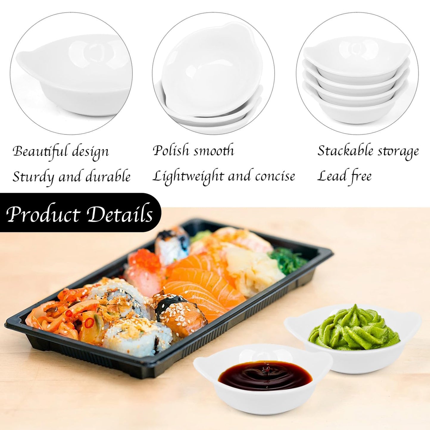 Wuqoioo Soy Sauce Dish, 16 Pack 2 Oz Ceramic Dip Bowls Mini Dipping Bowls,Dipping Sauce Cups For BBQ, Condiments, Appetizer, Dessert, Sushi, Party
