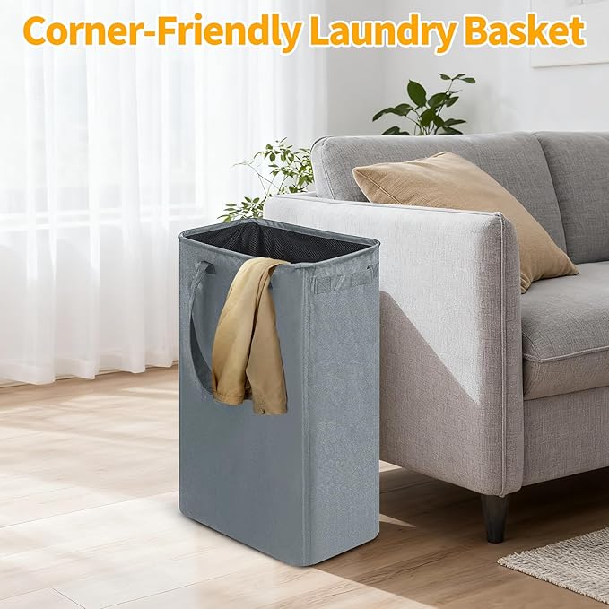 Slim Laundry Hamper, 48L Ultra Thin Collapsible Laundry Basket