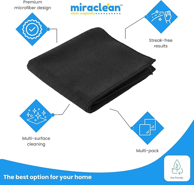 Microfiber Cleaning Cloth Black 12 Pack Premium Microfiber Towels