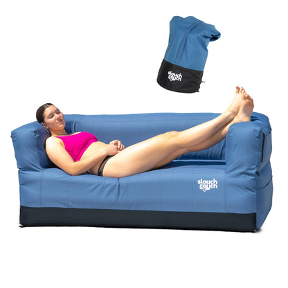 Slouch Couch | Air Sofa with Built-in Pump, Hidden Cup Holders, Storage Pockets | Durable Blow Up Couch with High-Performance Fabric for Camping, Beach, Home & Outdoors (Daydream)