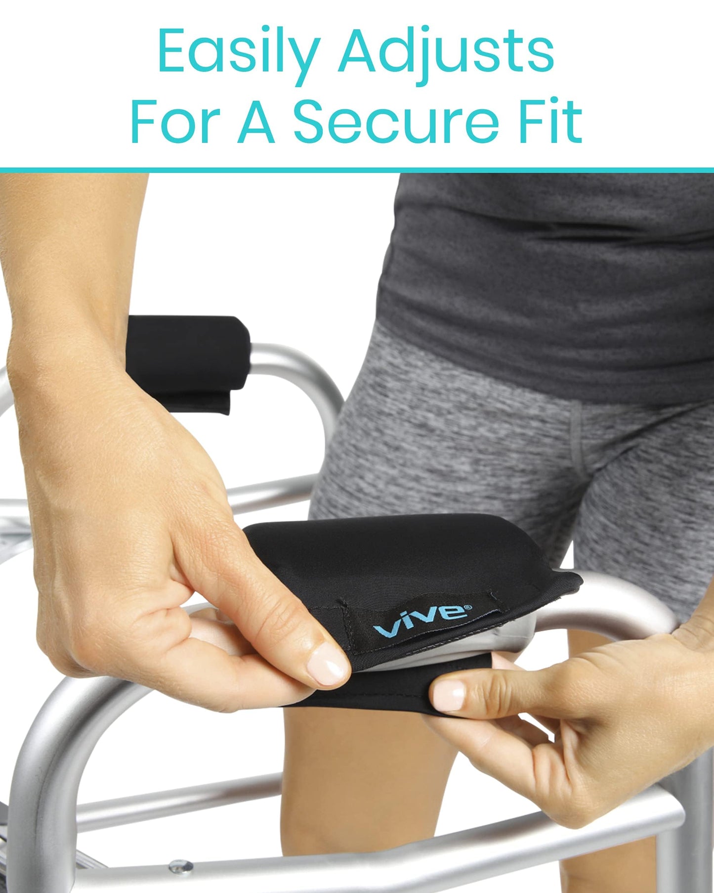 Vive Walker Handle Cushions - Padded Hand Covers - Soft Padding Medical Accessories for Folding Rolling Wheelchair, Rollator Handle, Senior, Elderly Grippers - Foam Crutch Pads Grips - Mobility Aid (Black)