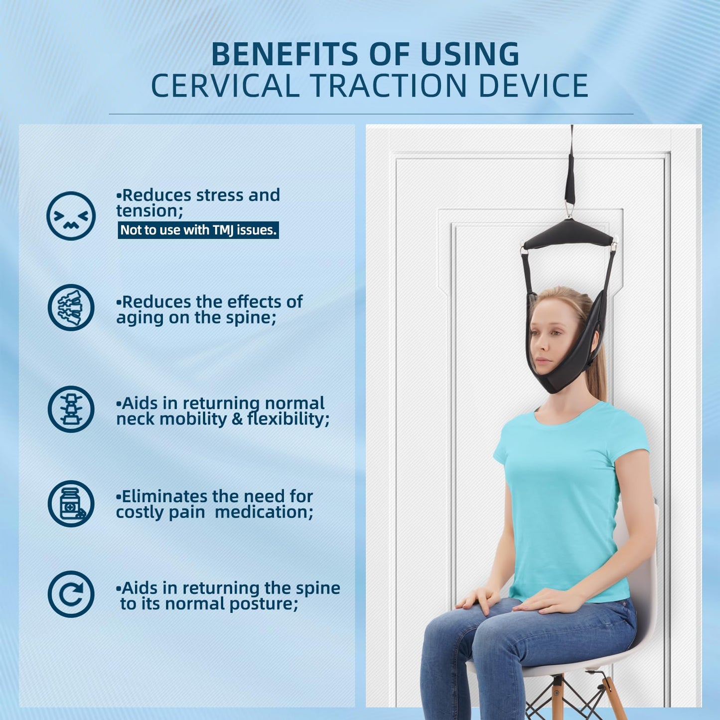 Cervical Neck Traction Device Over-The-Door,Portable Neck Stretcher,Effective Home Physical Therapy for Neck Pain Relief