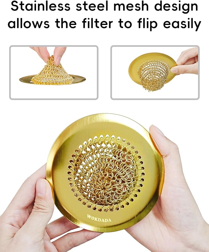 Gold Sink Strainer, Reversible Mesh Sink Strainer