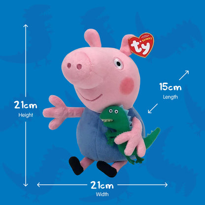 Ty Beanies George 10" | Peppa Pig Beanie Baby Soft Plush Toy | Collectible Cuddly Stuffed Teddy