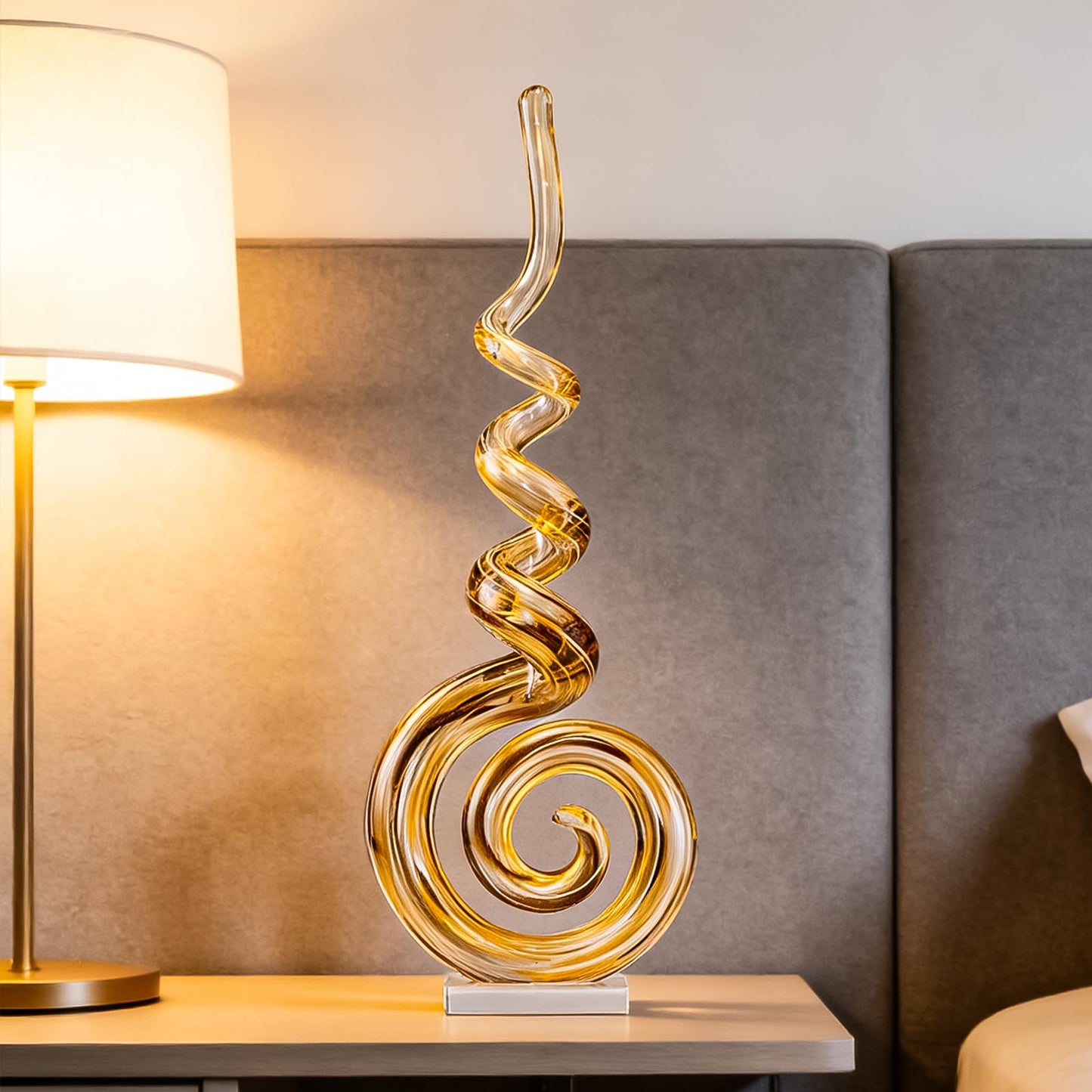 15" Tall Hand-Blown Murano-Style Glass Sculpture Statues Art Ornament Statue Figurines Home Decor Accent Piece Coastal Ocean Nautical Home Decor,Shelf,TV Stand,Tabletop Centerpieces,Wonderful Gift