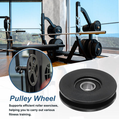 YELARXI 50mm / 1.97" Nylon Bearing Gym Pulley Wheel, Gym Cable Pulley Wheel Fitness Equipment Accessories Steel Shaft & Black-Fitting for (Cable Machine/Garage Door/Home Exercise)