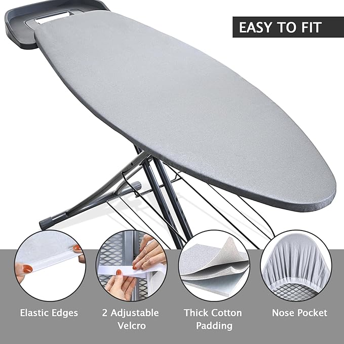 SheeChung Ironing Board Cover and Pad 18x54, Extra Thick Cotton Cover, Scorch
