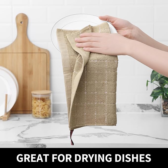 Homaxy 100% Cotton Terry Kitchen Dish Cloths, Ultra Soft and Absorbent Dish