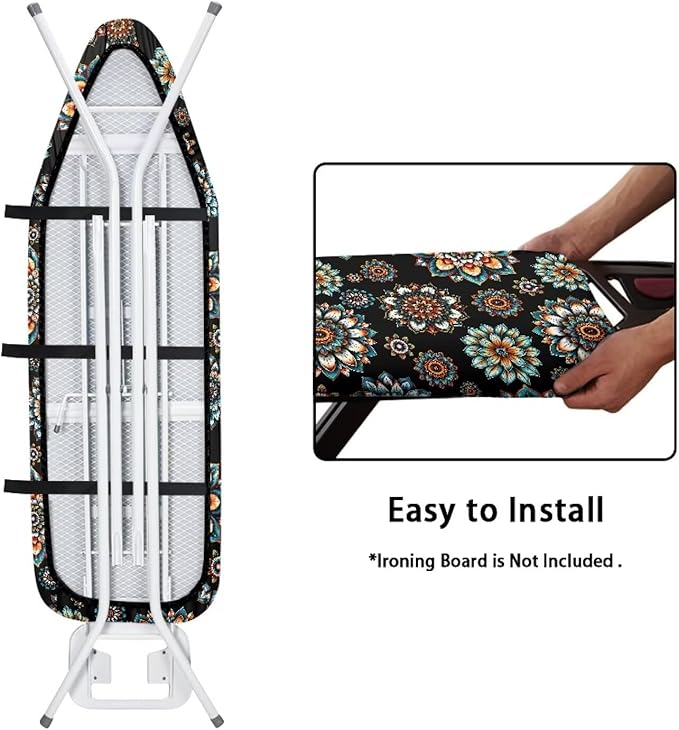 15x54 Inch Ironing Board Cover, Bohemian Mandala Flower Printed Ironing Board