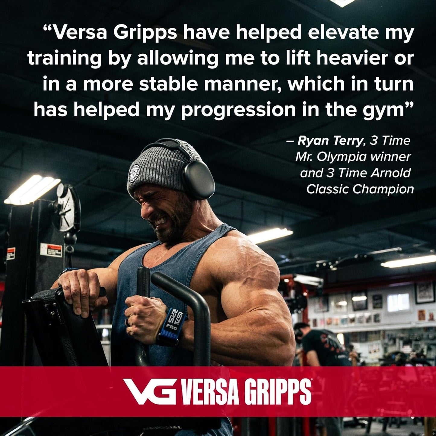 Versa Gripps® Xtreme Wrist Straps – Made in USA, Patented VersaBridge™ Grip with U-Shaped Carpal Support for Weightlifting, Platinum, R/L