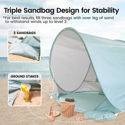 Tiny Land Baby Beach Tent – Pop Up Baby Tent with UV Protection, Portable Baby Beach Essentials, 35"x28"x32" Sun Shelter for Infants, Baby Outdoor Use (Green)