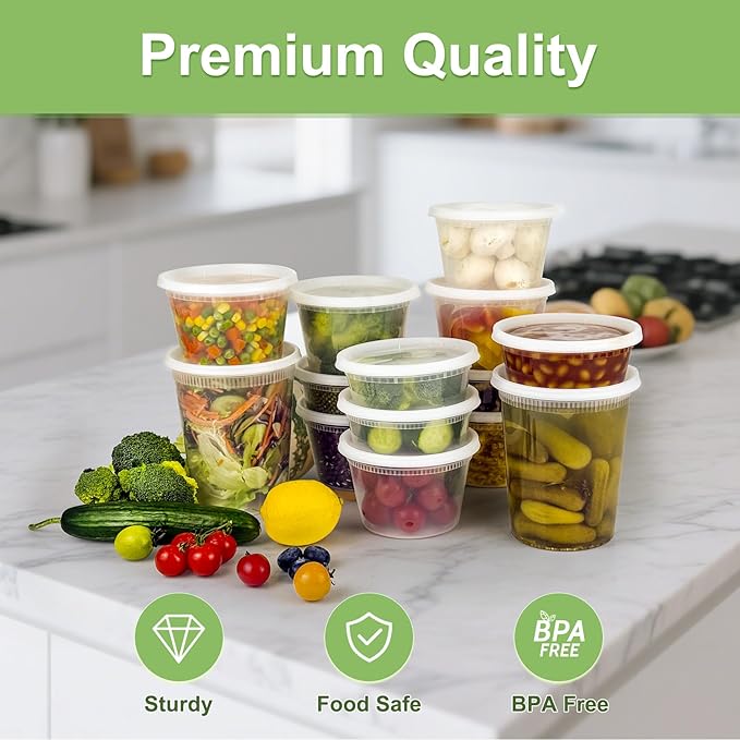 40 Sets Deli Containers with Lids 32 oz, Leak-Proof & BPA Free Airtight Takeout