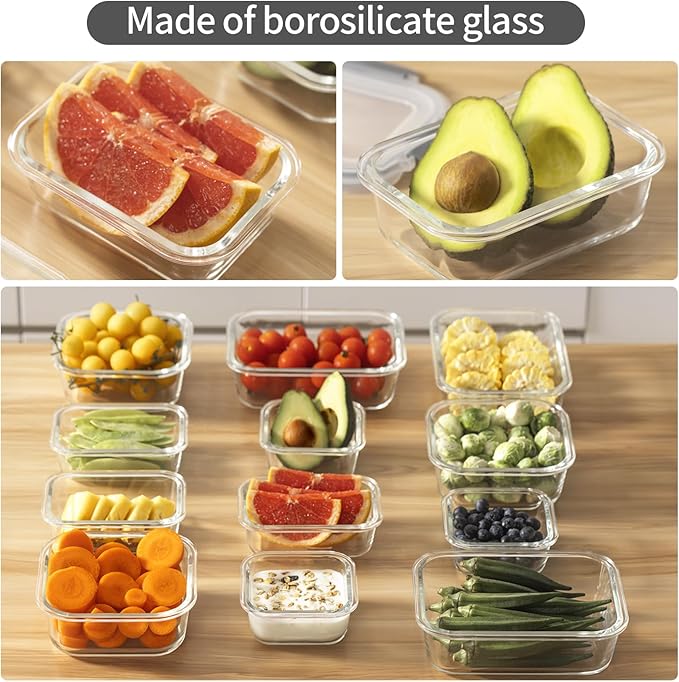 24 Pieces Glass Food Storage Containers