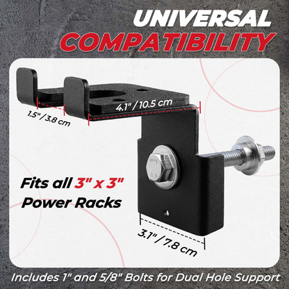 Lights Mountain Universal Vertical Barbell Holder for 3x3 Squat Rack, Tool-Free Installation with 5/8" & 1" Hole Hole Adapters, UHMW Lined Barbell Hanger, Heavy Duty Barbell Storage