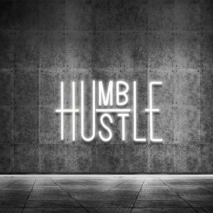 Hustle LED Neon Sign for Wall Decor, Words LED Neon Lights Party Decorations, USB Powered Switch Brightness Adjustable for Office Room, Gym Room, Man Cave, Gamer Room Decor (Hustle (White))