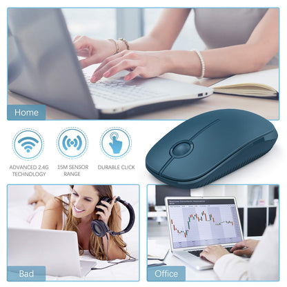 VssoPlor Wireless Mouse, 2.4G Slim Portable Computer Laptop Mouse with Nano Receiver Quiet Silent Optical Mice for Notebook, PC, Laptop, Computer-Black and Gold