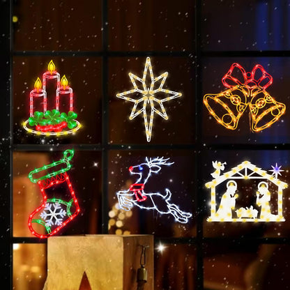 Pytopkto 16" Christmas Window Silhouette Lights Decorations