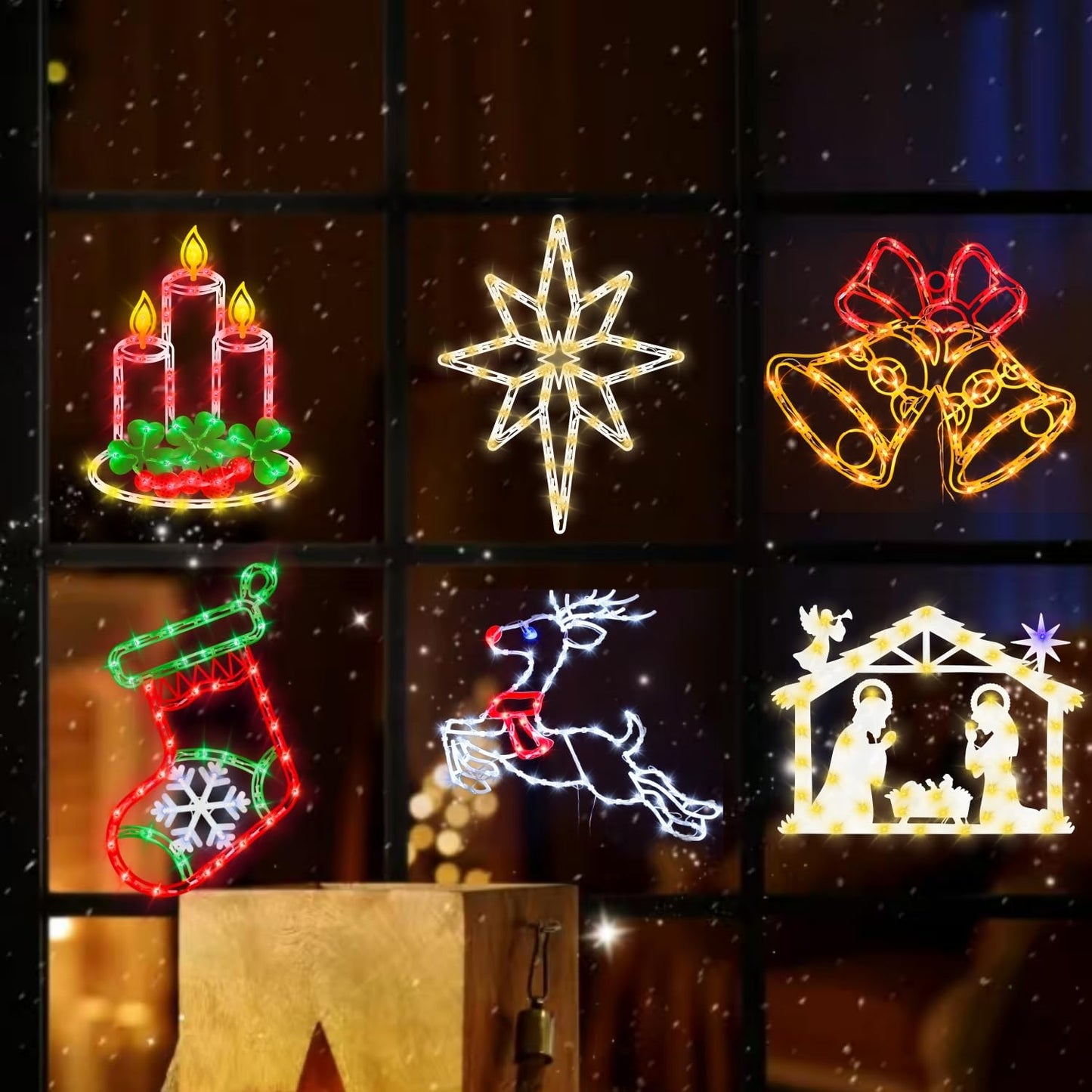 Pytopkto 16" Christmas Window Silhouette Lights Decorations