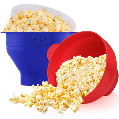 The Original Korcci Microwaveable Silicone Popcorn Popper, Microwave Popcorn Popper, Collapsible Microwave Popcorn Maker Bowl, No Oil Required, Use In Microwave, Dishwasher Safe (Blue)