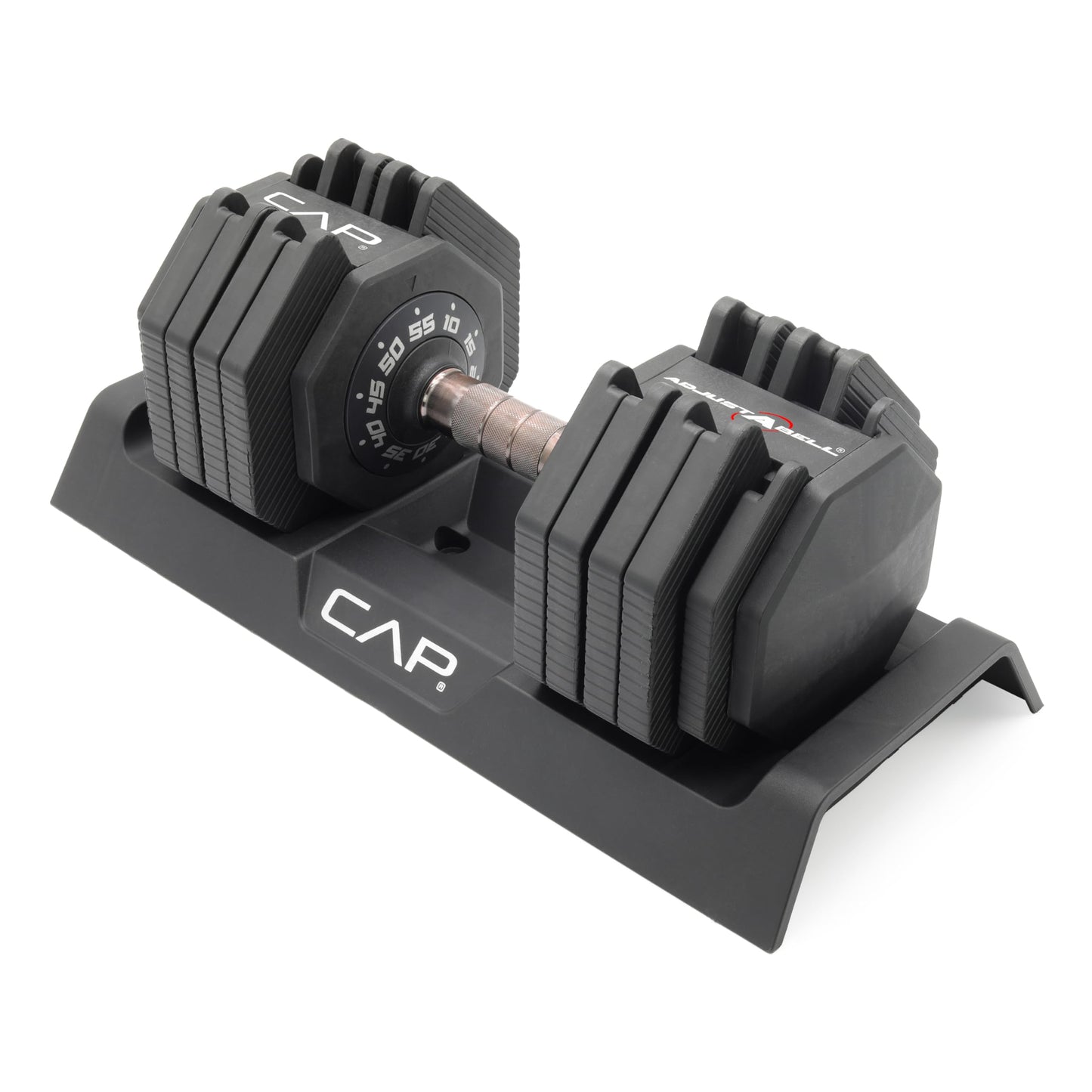 CAP Barbell ADJUSTABELL Adjustable 55 lb Hex Dumbbell Weights - Singles & Pairs | Multiple Handle Options