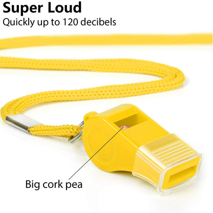 Fya Whistle with Lanyard and Mouth Grip, Super Loud Sports Whistles, Perfect for Coaches, Referees, Emergency, Lifeguard, Survival, Outdoor (Yellow)