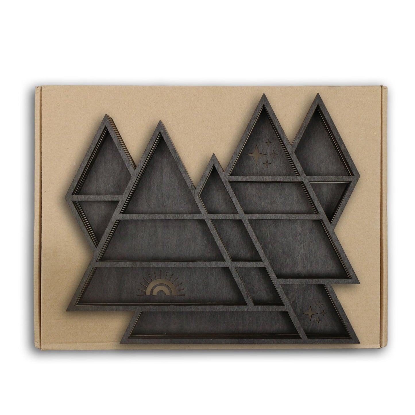 Triangle Mountain Crystal Shelf Display for Wall, Rock Gem Healing Stone Collections Display Shelf, Crystal Holder Trinket Organizer Knick Knack Shelf, Witchy Decor Gift for Women - 2025 UPGRADED