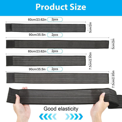 8 Pack Ice Pack Straps - 4 Sizes Elastic Wrap for Ankle Wrist Elbow Calf, Reusable Hot Cold Therapy Strap, Adjustable Ice Pack Holder, Strong Hook and Loop Reusable Ice Belt Extender