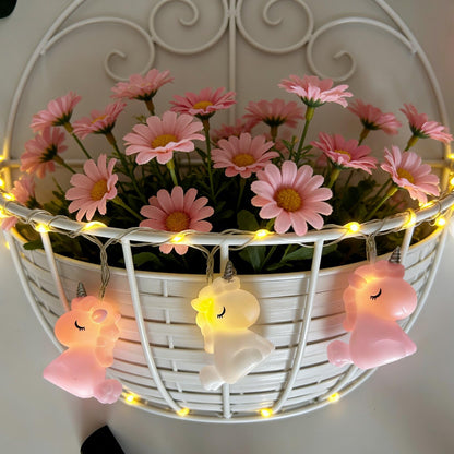 Hoolight Unicorn String Lights 10 LED Lights Battery Operated Unicorn Fairy Lights Girl Bedroom Birthday Party Kids Wedding Valentine's Day Christmas Decoration (Pink/White Unicorn String Lights)