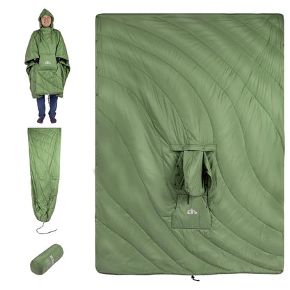 iClimb 1 Hooded 3M Thinsulate Insulation Warm Blanket and 1 3M Thinsulate Insulation Sleeping Bag, Ultralight Compact for Adults Outdoor Camping Backpacking Hiking