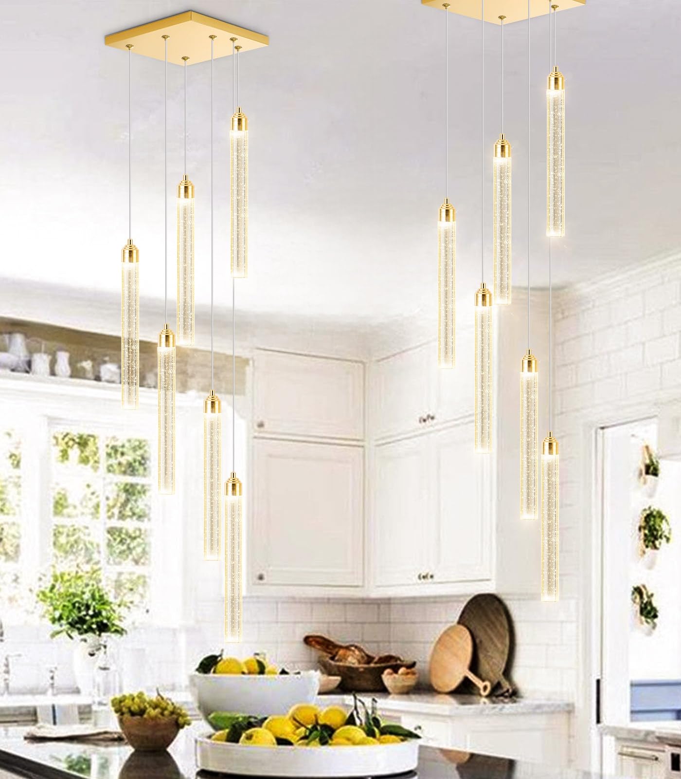 dolria Mini Chandelier Crystal Pendant Lights for Kitchen Island Modern LED Dimmable Ceiling Handing Lighting Adjustable Flush Mount Ceiling Light for Dining Room Bedroom Foyer