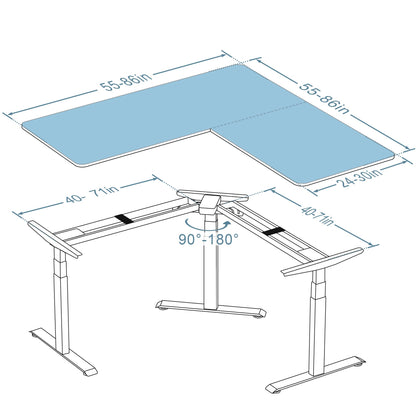 Fromann Adjustable Standing Corner Desk Frame 3 Leg L-Shaped Electric Triple Motor Desk Base Height and Width Adjustable Standing/Sitting for Home Office (Black)