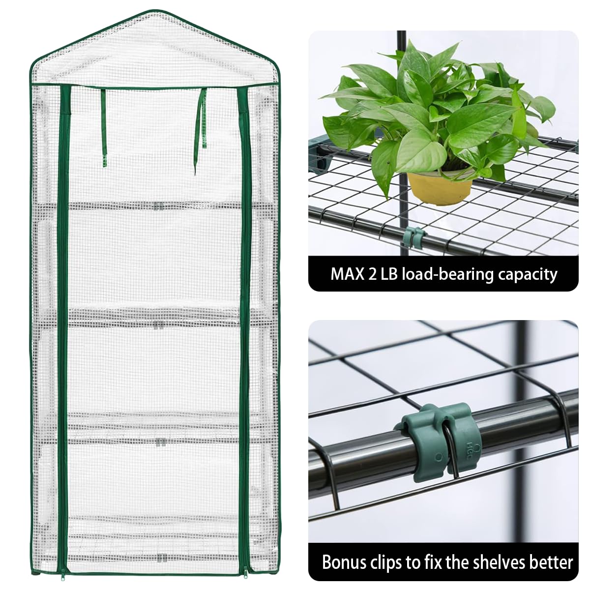 4-Tier Mini Greenhouse, Green House for Flower Indoor Outdoor, Portable Plant Outdoor Cage with Heavy Duty PVC Clear Cover & Steel Frame,Greenhouse for Seed Starting, Mushroom,Vegetables