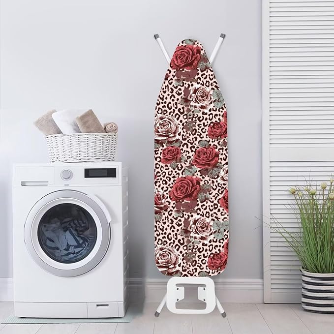 Leopard Print Flower Ironing Board Covers Standard Washable Ironing Board