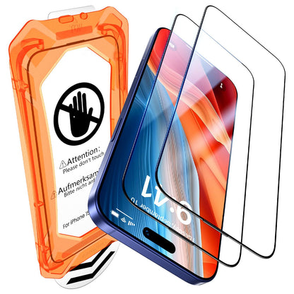 UniqueMe for iPhone 16 Pro Screen Protector - [Military Grade Shatterproof & 9H+ Hardness] Screen Protector 16 Pro Tempered Glass Full Coverage Protection, Easy Installation, 2 Packs