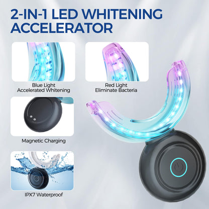 Teeth Whitening Kit for Sensitive Teeth,with 32X Waterproof LED Accelerator Light&4 Carbamide Peroxide Pen&14 Pcs Teeth Whitening Strips&1 Remineralization Pen,Tooth Whitener Professional Oral Care