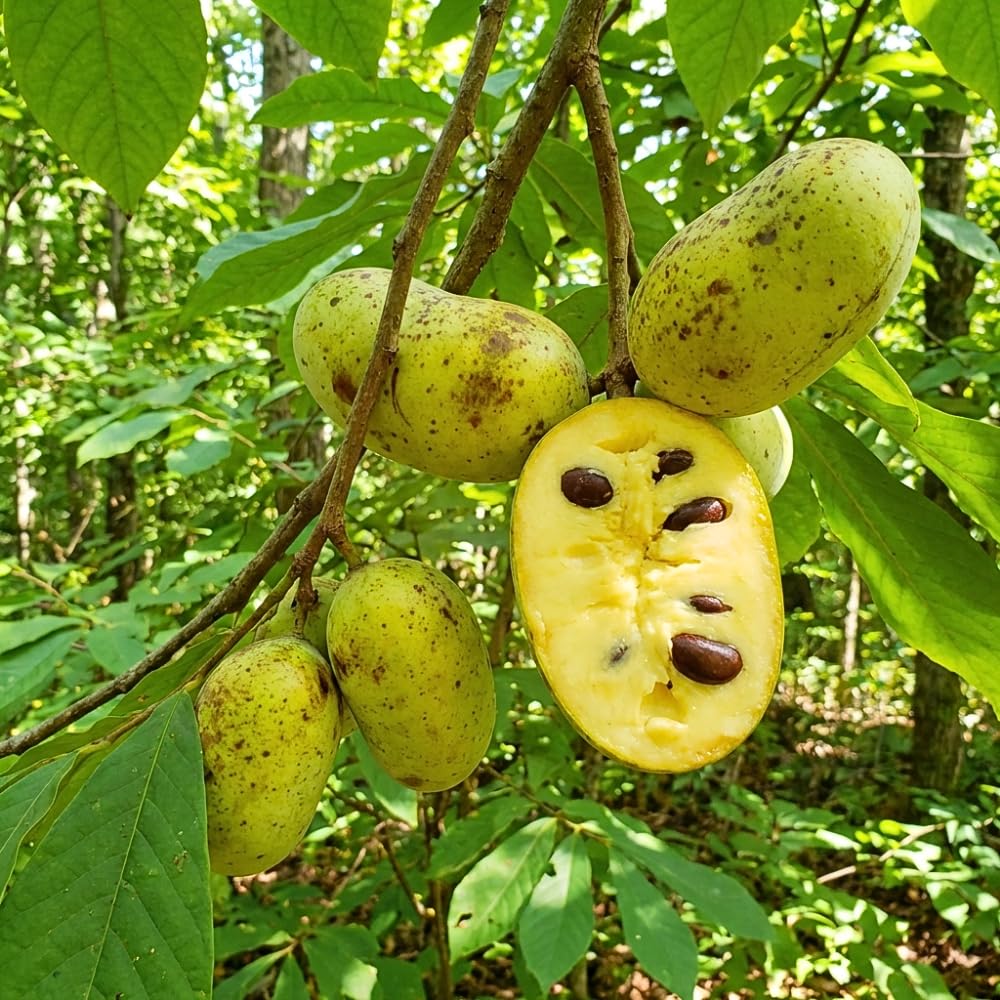 Set 2 Pawpaw Bareroots Live Plant 12-18 Inches Tall, Pawpaw Tree, Asimina Triloba Fruit Tree, Cold Hardy for Outdoor Gardening
