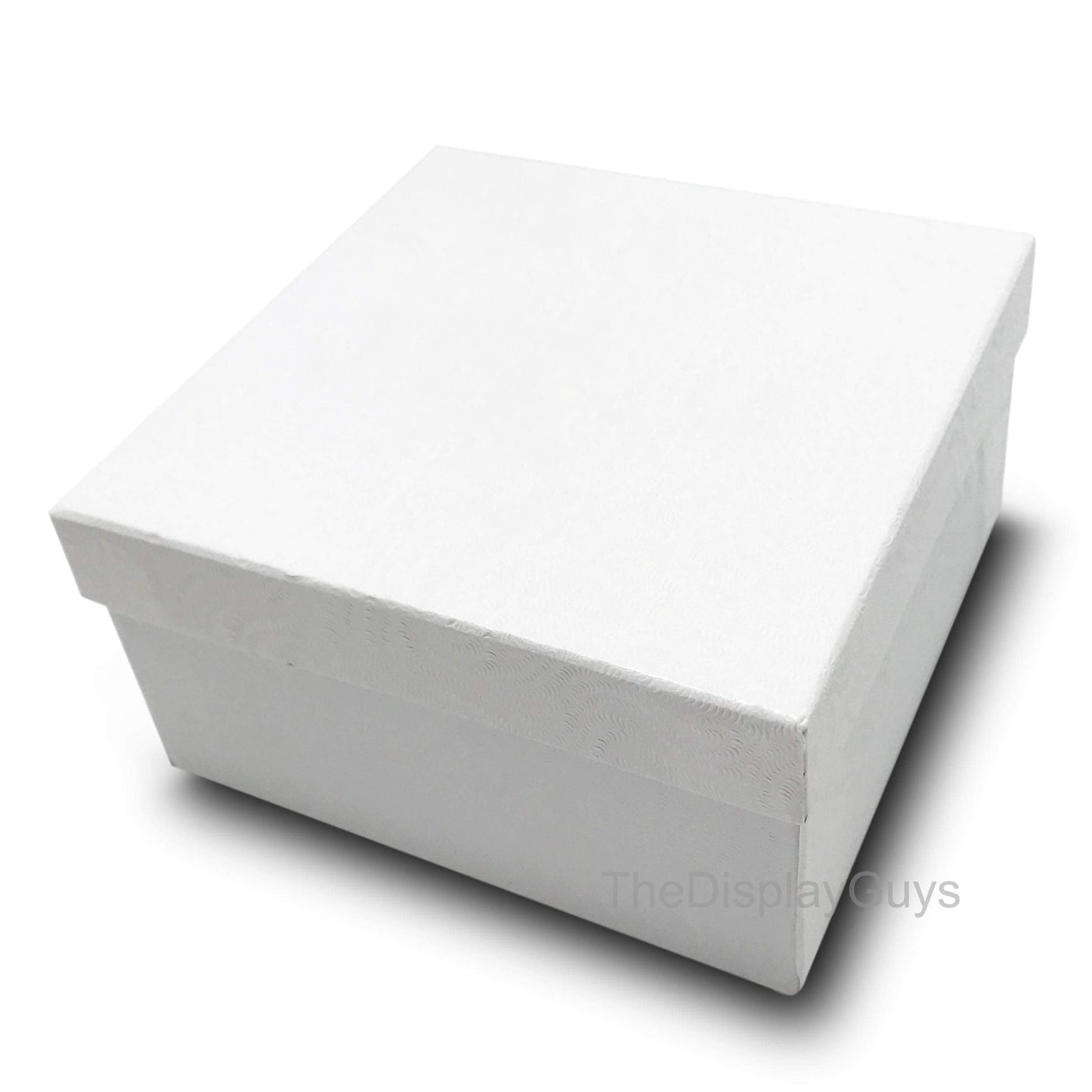 TheDisplayGuys - 25-Pack #34 Kraft Paper Jewelry Boxes w. Cotton Padding - White Swirl (3 7/8" x 3 7/8" x 2") - Gifting, Shipping, Retail