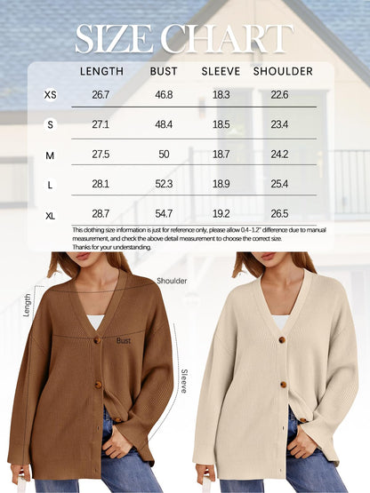LILLUSORY Women Oversized Cardigan Sweater 2025 Fall Outfits Cloth Fashion V Neck Knit Button Front Casual Trendy Tops