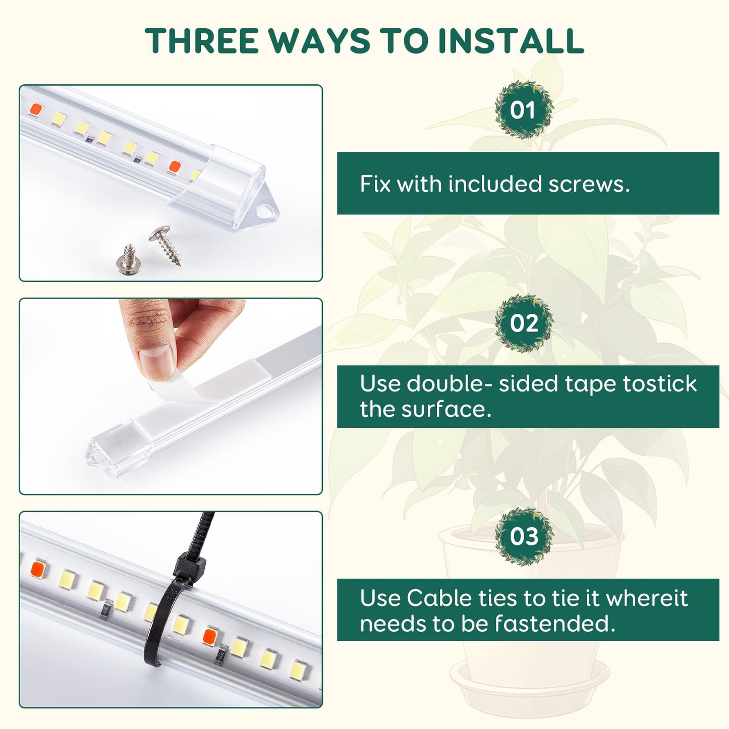 LPMZMBL 6-Bar Grow Light Strips for Indoor Plants, 16" Full Spectrum Plant Lights, 6500K Sunlike Grow Lights with 6/12/18H Timer, 5-Level Dimmable for Indoor Growing