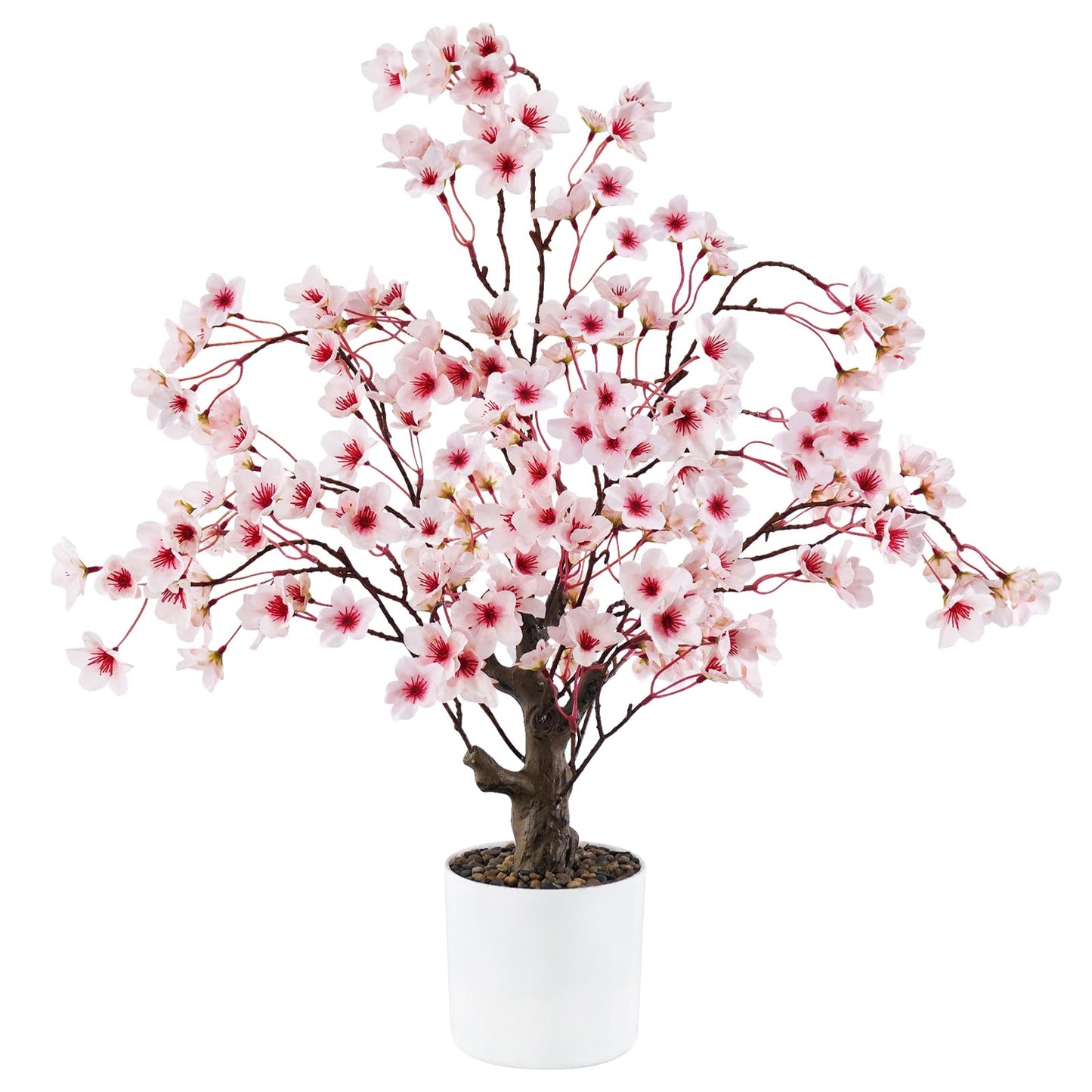 Caxchiling Cherry Bloosom Tree 2FT, Small Tabletop Tree with Vase Pot, Artificial Pink Flower Blossom Plants for Centerpiece, Home Office Desk Decor for Spring, Living Room Bedroom Wedding Party Decor