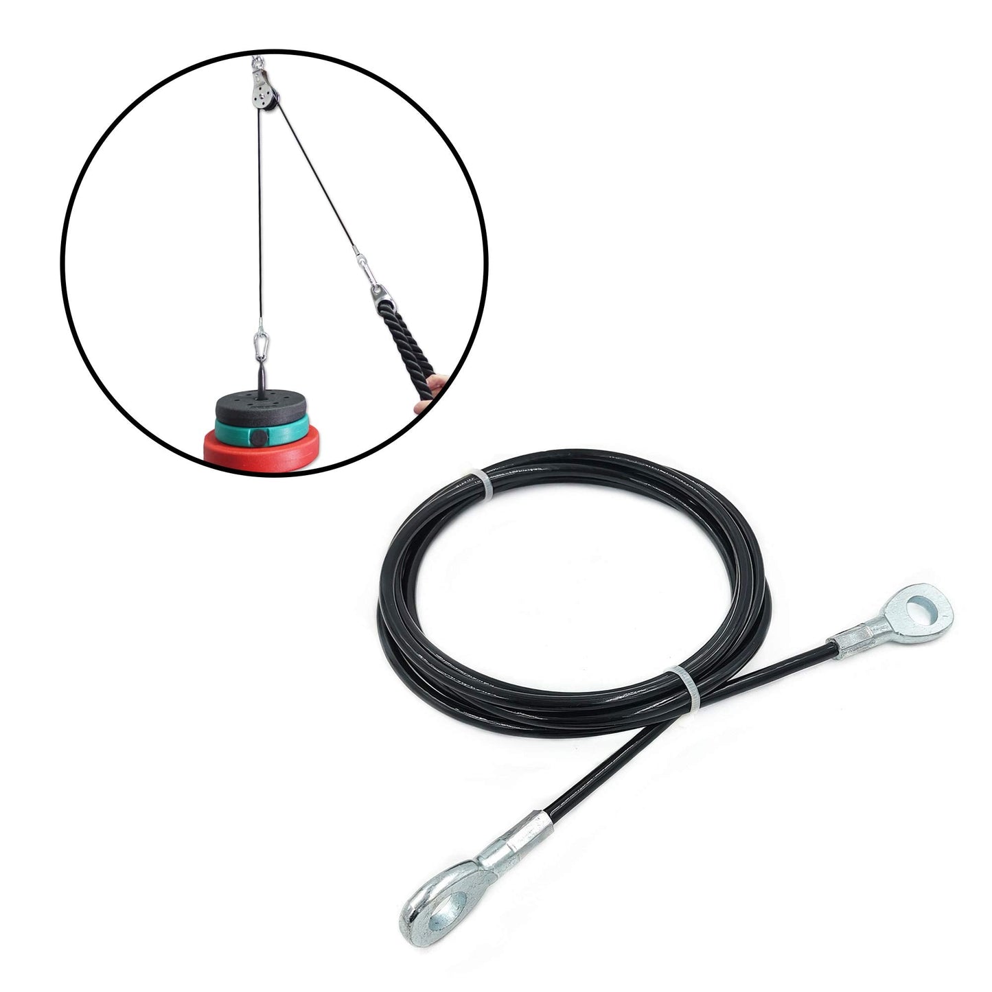 J Bryant Fitness Gym Replacement Cable Fitness Pulley Cable Thick 0.2inch/5mm Heavy Duty Steel Wire Rope for Home Gym Cable Pulley Attachments Machine Accessories (Type-A, 39.3")