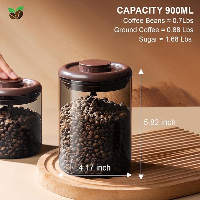 Ankou Glass Coffee Canister 900ml x 2 Jar, Airtight Food Storage Container