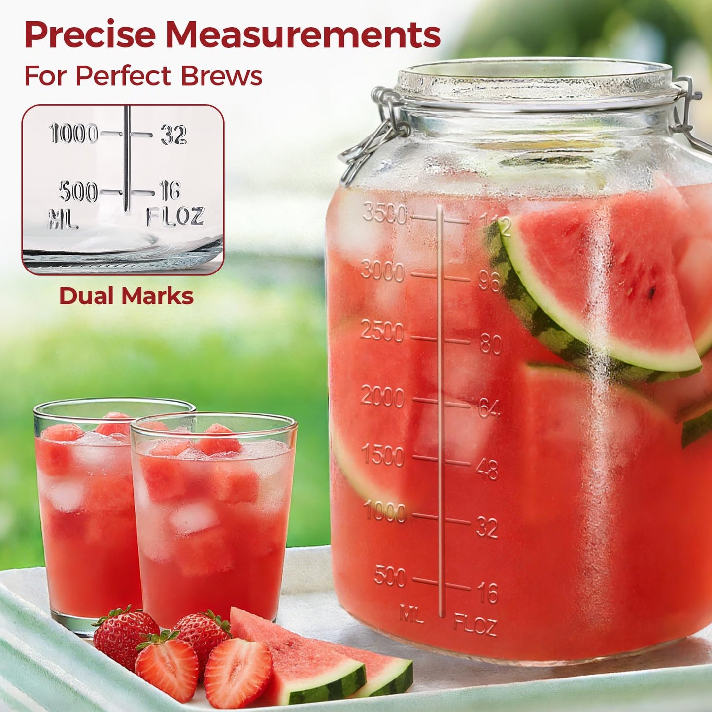 KTMAMA 1.1 Gallon Wide Mouth Glass Canisters with Airtight Lids & Measurement Marks (2-Pack) – Includes 2 Measuring Scoops & Labels, Food Storage Jars for Flour, Sugar & Baking Supplies | BPA-Free