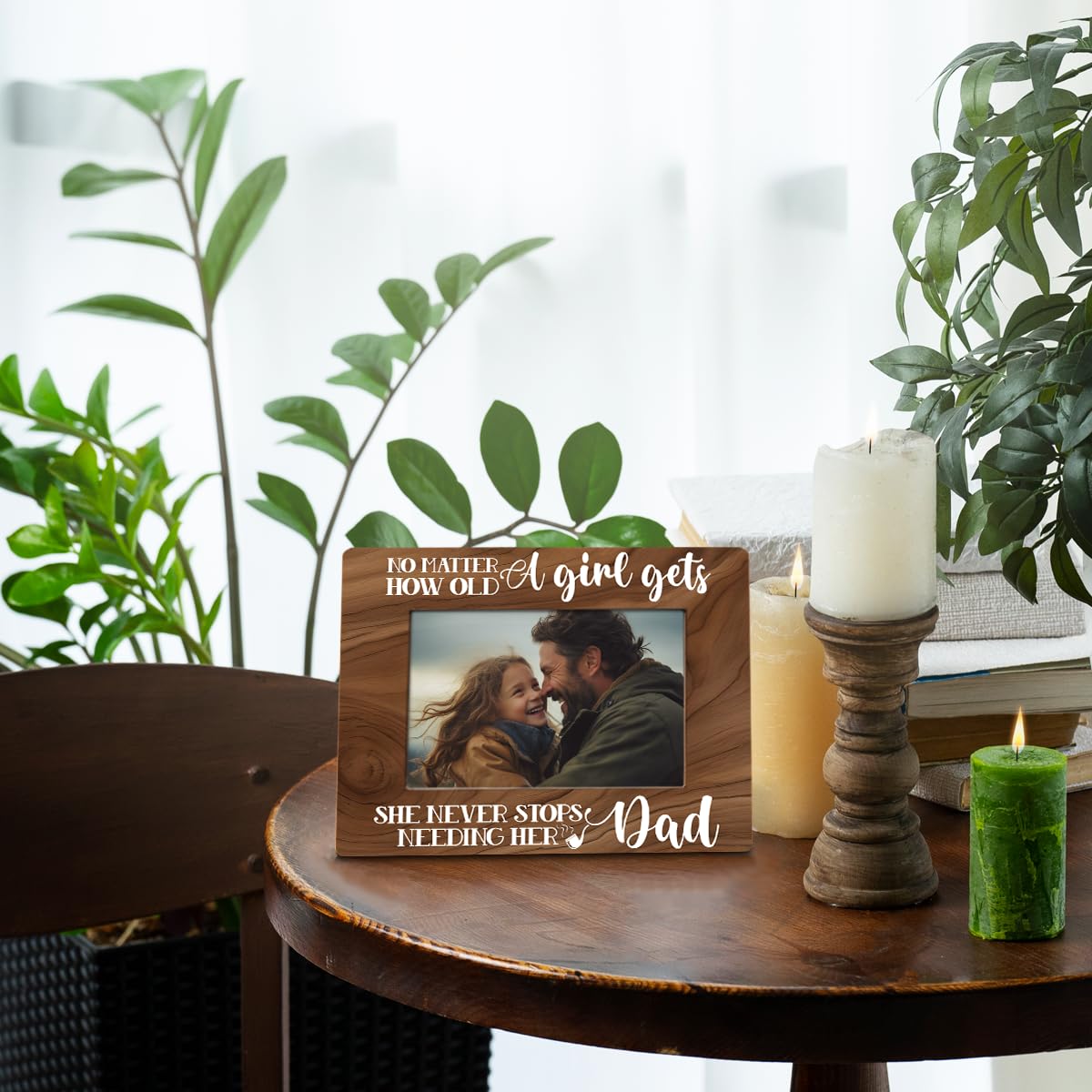 Dad Gifts, Rustic Wood Photo Frame Gifts from Daughter, Dad & Daughter Picture Frame, 4x6 Inch, Father's Day Birthday Thanksgiving Christmas Gift, Farmhouse Home Decor, Display on Tabletop, Desk A1