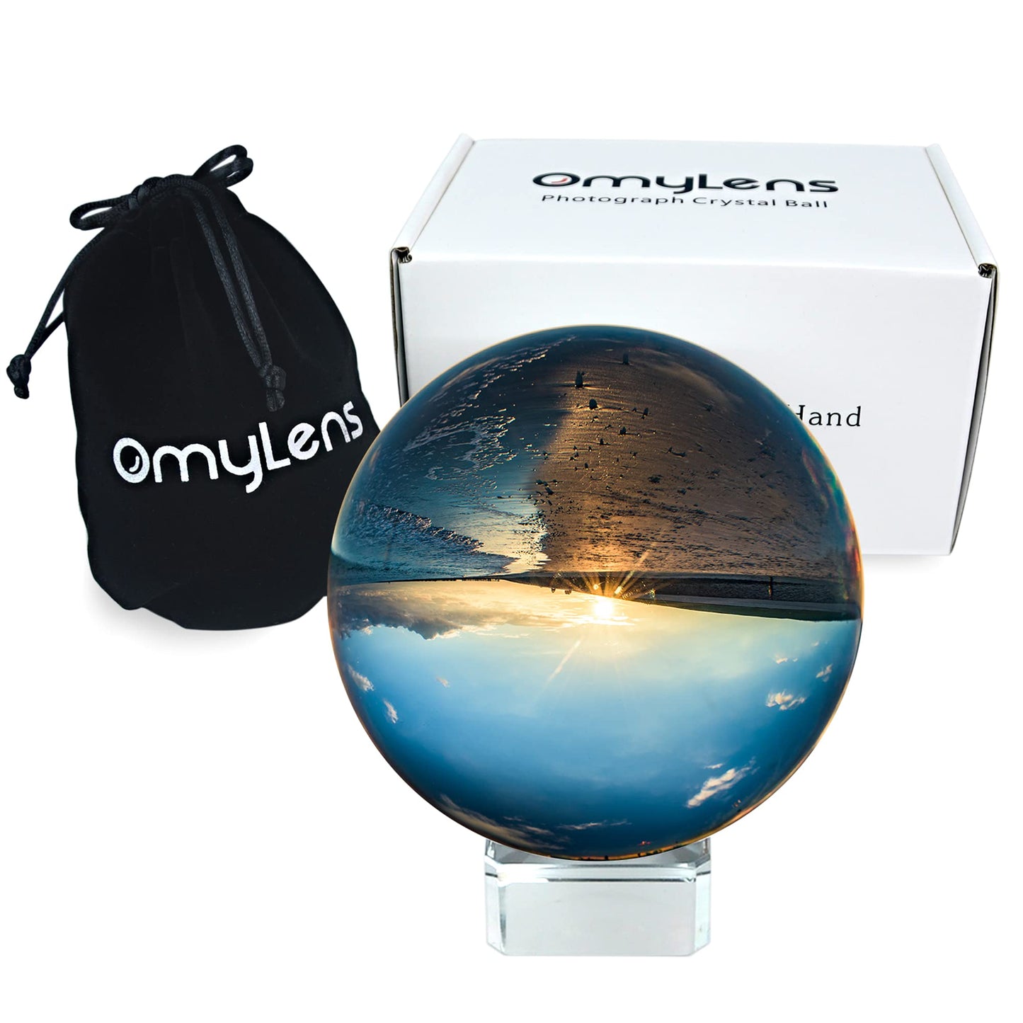 Omylens Lens Ball (80mm), K9 Crystal Ball with Stand and Silk Bag, for Photography Accessories and Props, Heal Magic Ball and Decorative(8cm/3.15″ Set Clear Crystal Ball)