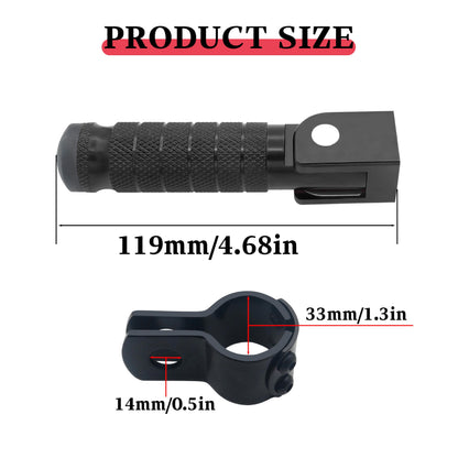 M8 Motorcycle CNC Aluminum 90 Degree Folding Rearsets Folded Motorbike Footrest Bicycle Footpegs Foot Pegs Pedal Universal (Black)