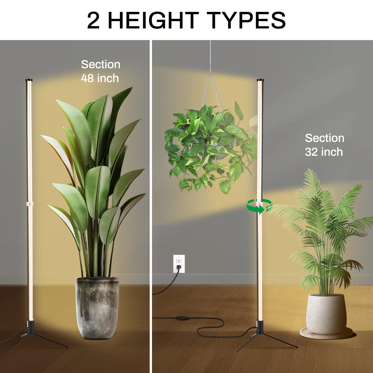 Atmel Standing Grow Lights for Indoor Plants with Timer, 3 Adjustable Modes Full Spectrum Plant Lights for Indoor Growing, 243LED Plant Grow Light for Flowering, Office, Indoor Garden