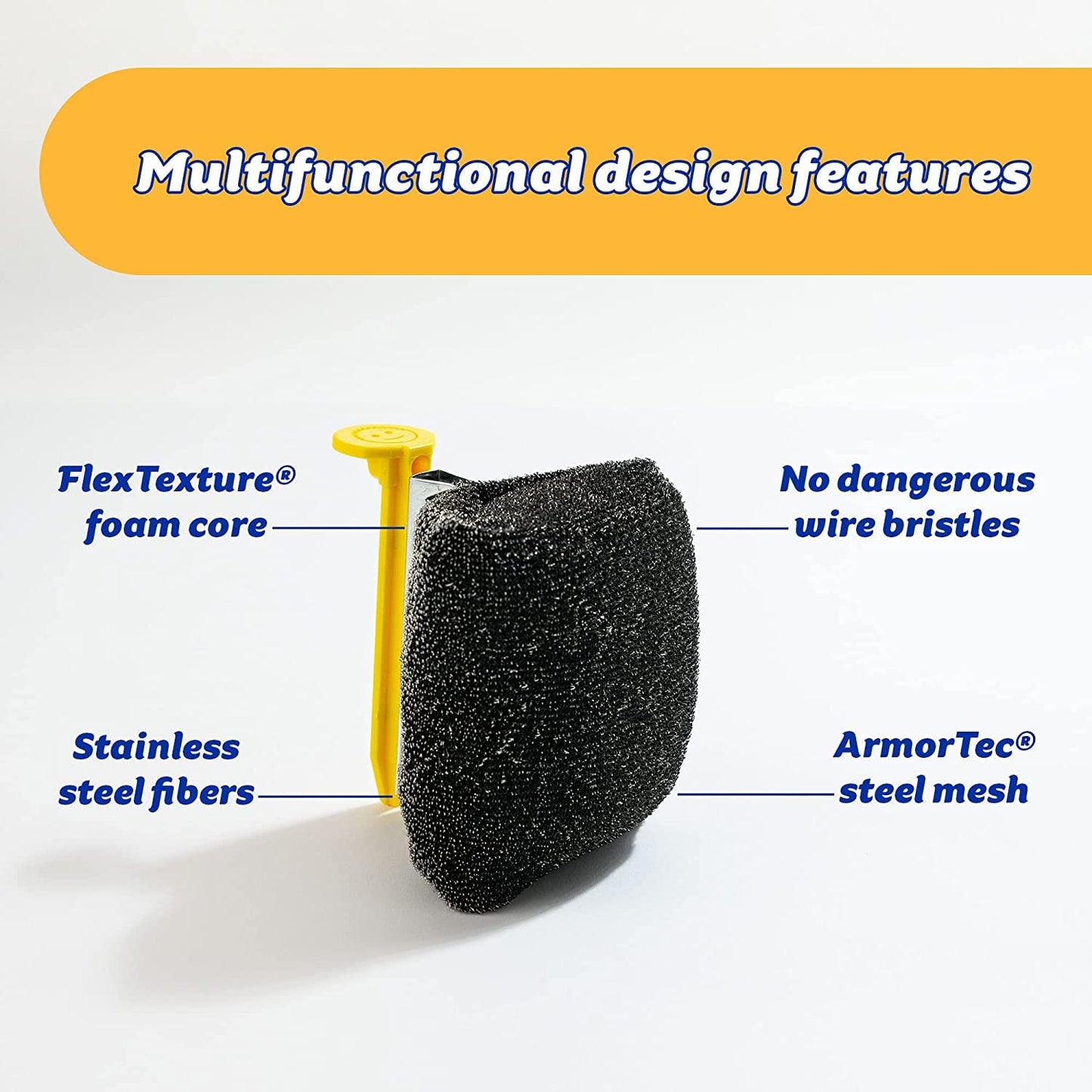 Scrub Daddy BBQ Daddy - BBQ Cleaning Brush Replacement Head, Barbeque Grill Cleaner, Wire Bristle Free with FlexTexture, Barbecue Cleaner Brushes, High-Tech Cleaning Accessories for Men