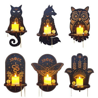 Tyenaza Wall Decor Candle Sconces, Wooden Candle Holder Hanging Decoration LED Animal Candlestick Crystal Display Stand for Meditation Home Decor (Palm)