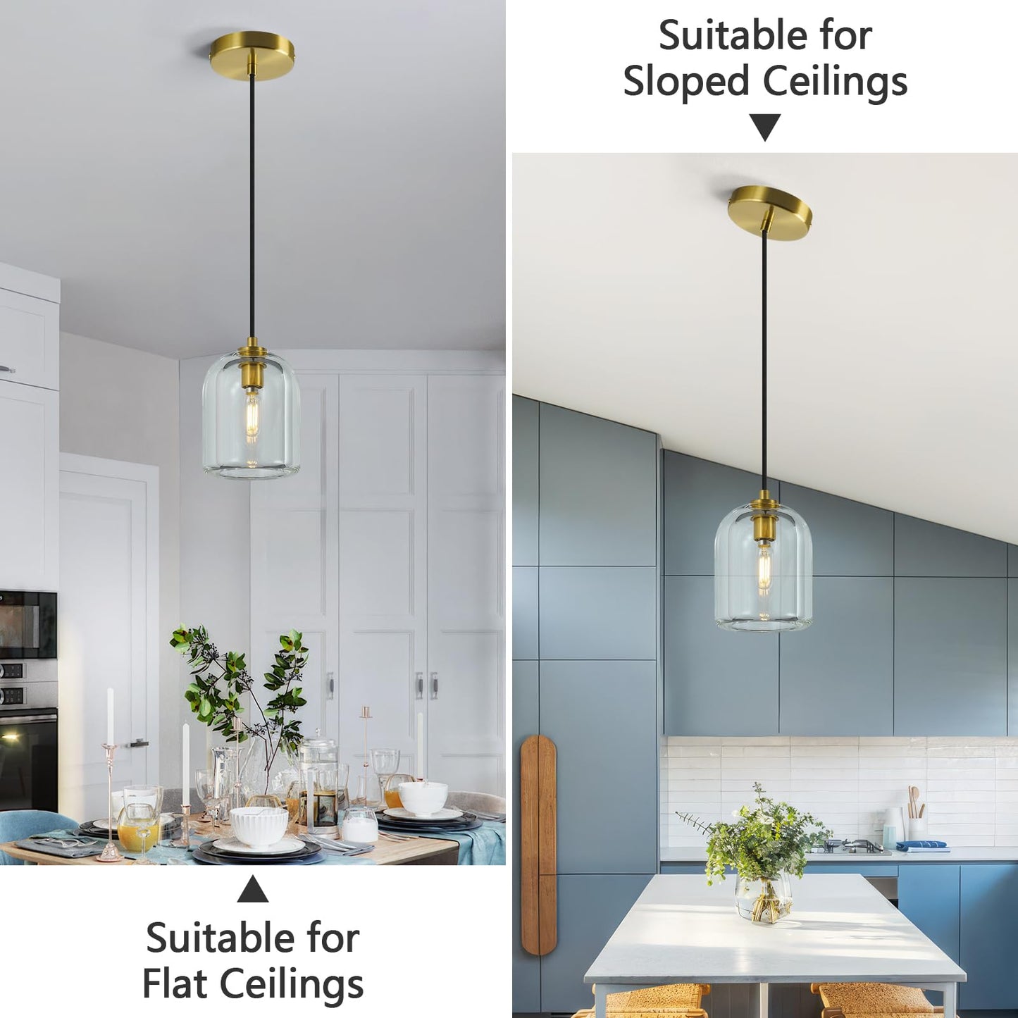 LBSQJ Modern Gold Pendant Lights Kitchen Island Ceiling Chandelier Indoor Crystal Hanging Light Fixtures for Dining Room Kitchen Living Room Bedroom（3Pack）
